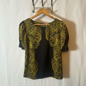 Vintage Juicy Couture Black & Gold Paisley Blouse